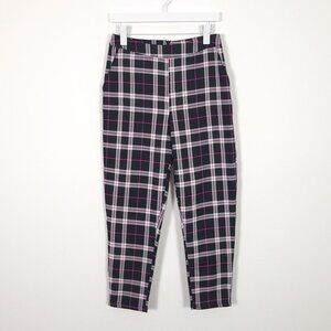 BooHoo Black & Pink Plaid Pants